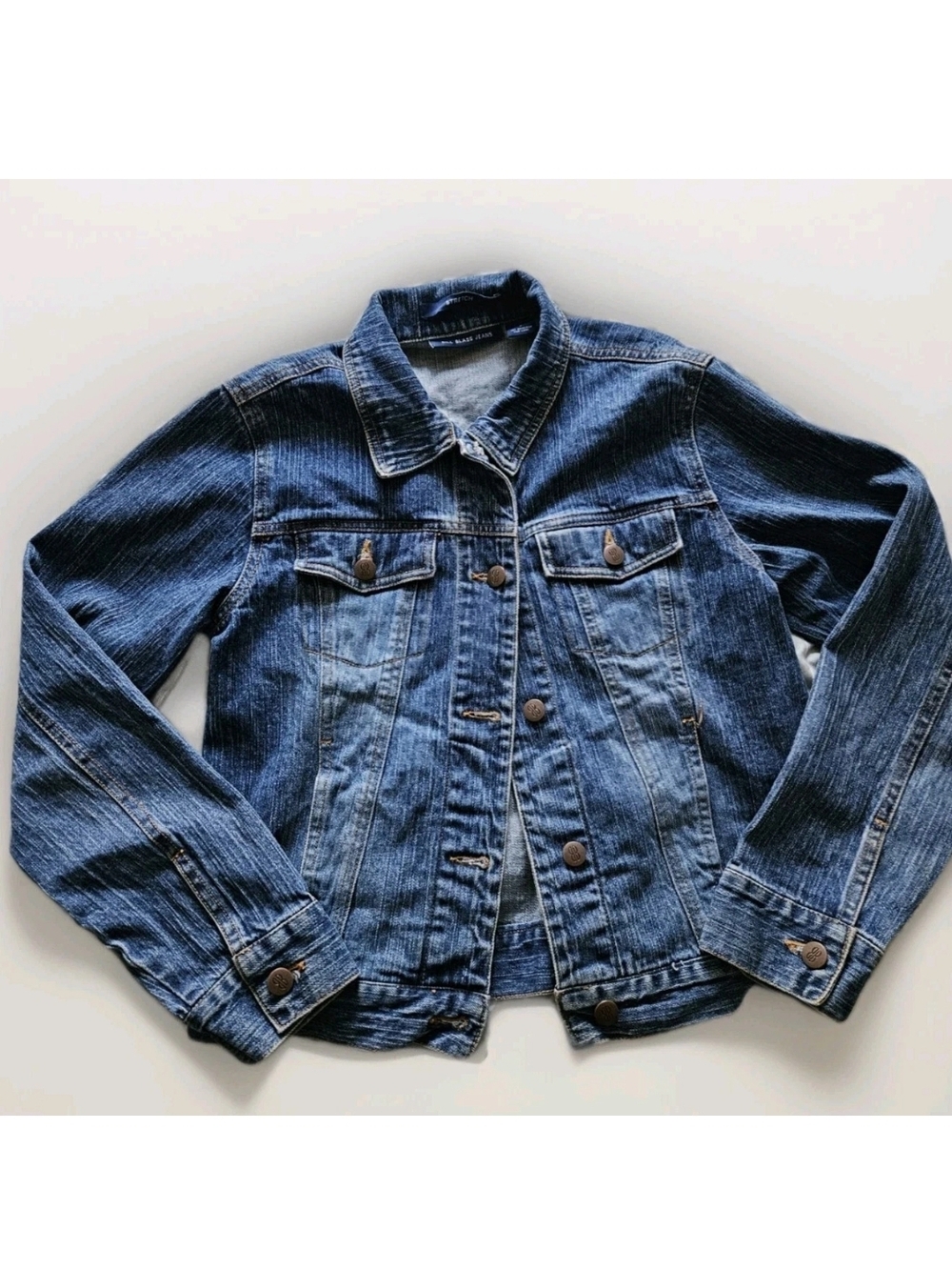 90s Bill Blass Women’s Small Blue Denim Fitted Jean Jacket Classic Button Front